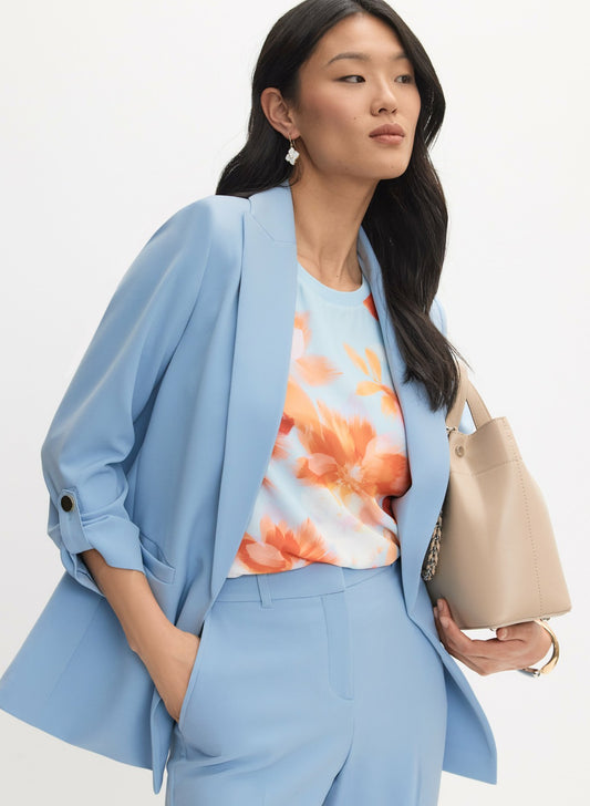 Women Rolled Sleeve Jacket Blue Pearl | Melanie Lyne