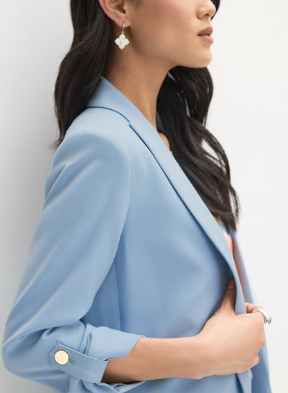 Women Rolled Sleeve Jacket Blue Pearl | Melanie Lyne