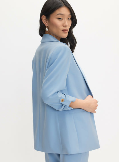 Women Rolled Sleeve Jacket Blue Pearl | Melanie Lyne