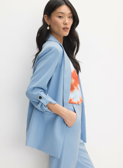 Women Rolled Sleeve Jacket Blue Pearl | Melanie Lyne