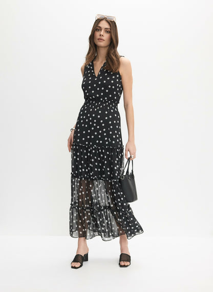 Women Polka Dot Maxi Dress Black Pattern | Melanie Lyne