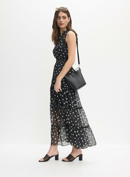 Women Polka Dot Maxi Dress Black Pattern | Melanie Lyne