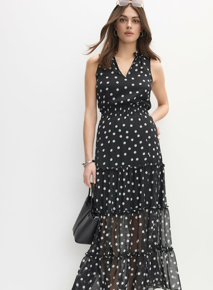 Women Polka Dot Maxi Dress Black Pattern | Melanie Lyne