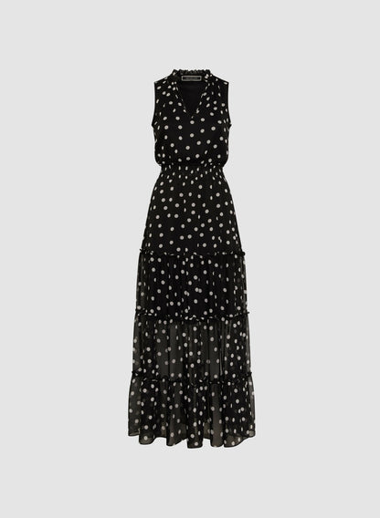 Women Polka Dot Maxi Dress Black Pattern | Melanie Lyne