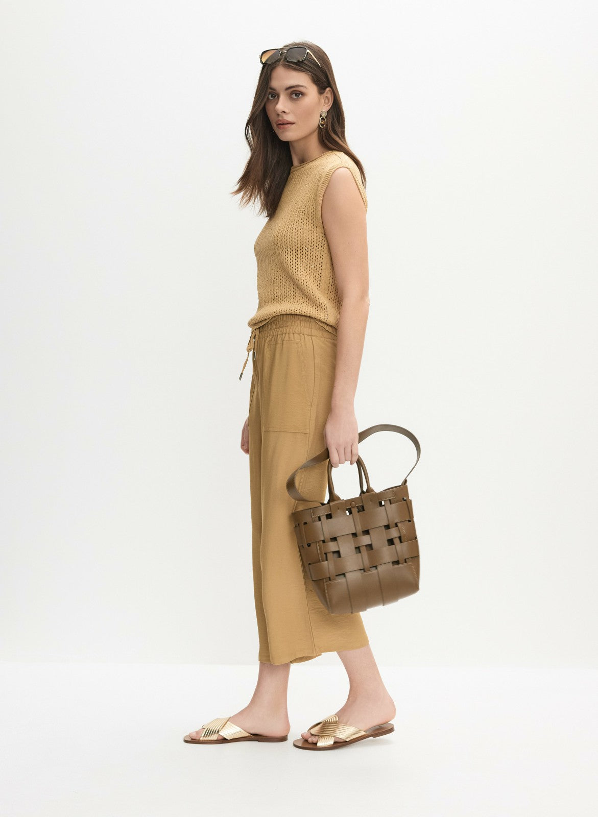 Women Crinkle Modal Capris Yellow Stone | Melanie Lyne