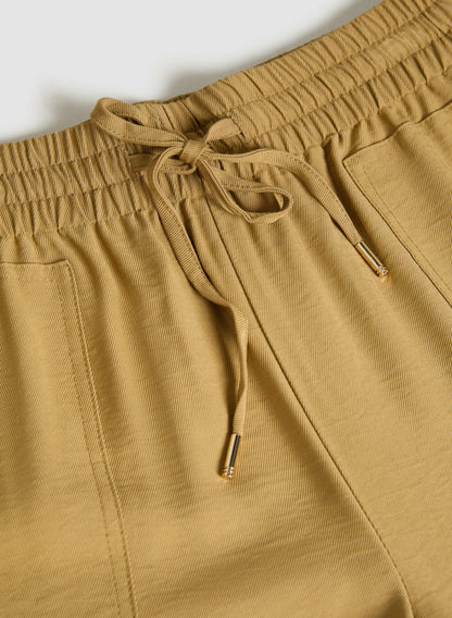 Women Crinkle Modal Capris Yellow Stone | Melanie Lyne
