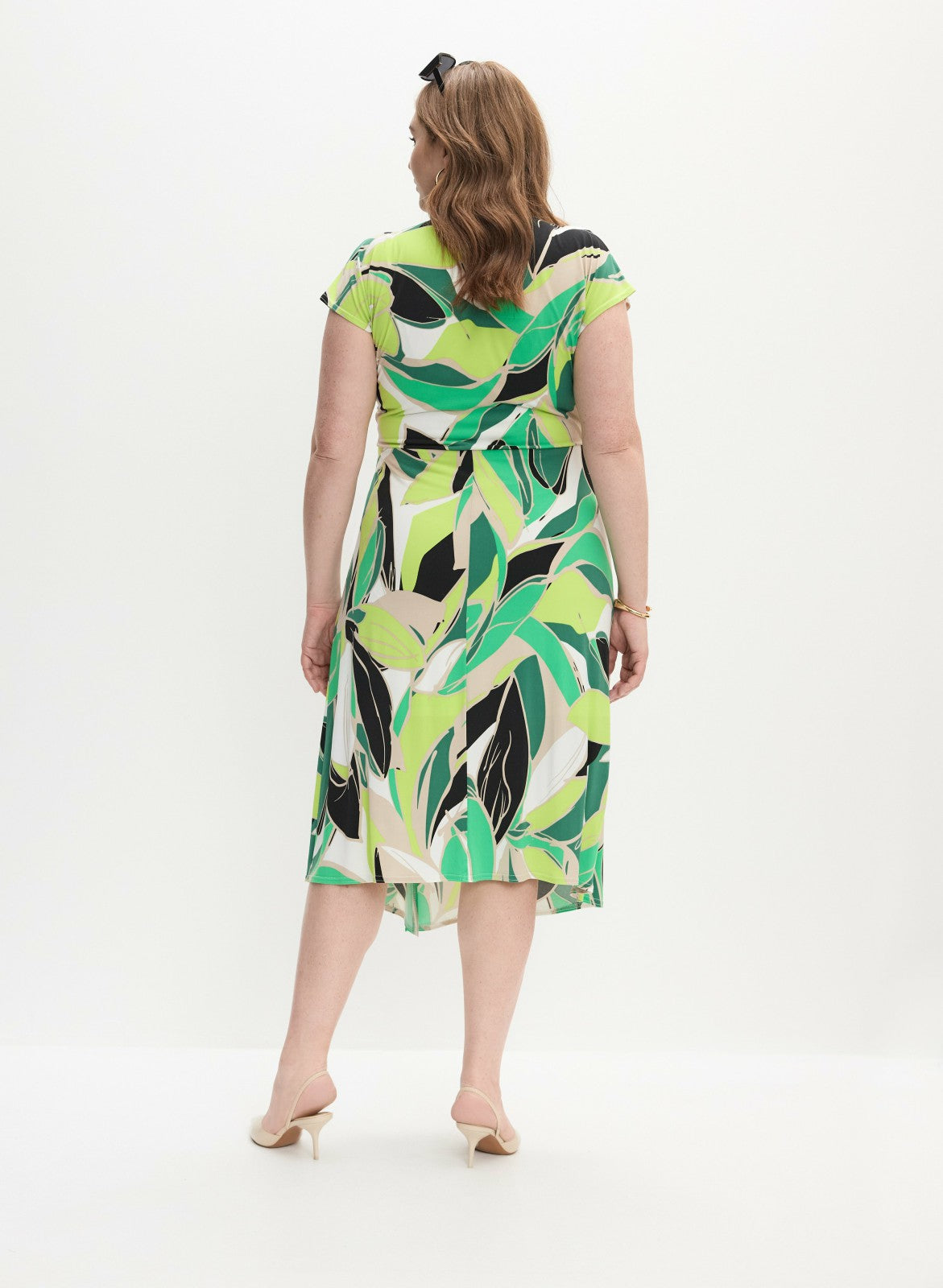 Women Joseph Ribkoff - Leaf Print Dress Green Pattern | Melanie Lyne