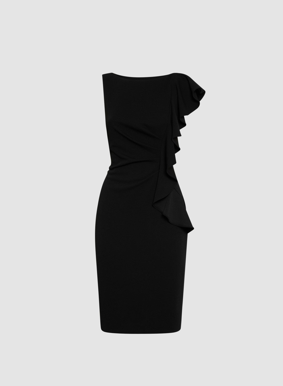 Women Adrianna Papell - Waterfall Ruffle Dress Black | Melanie Lyne