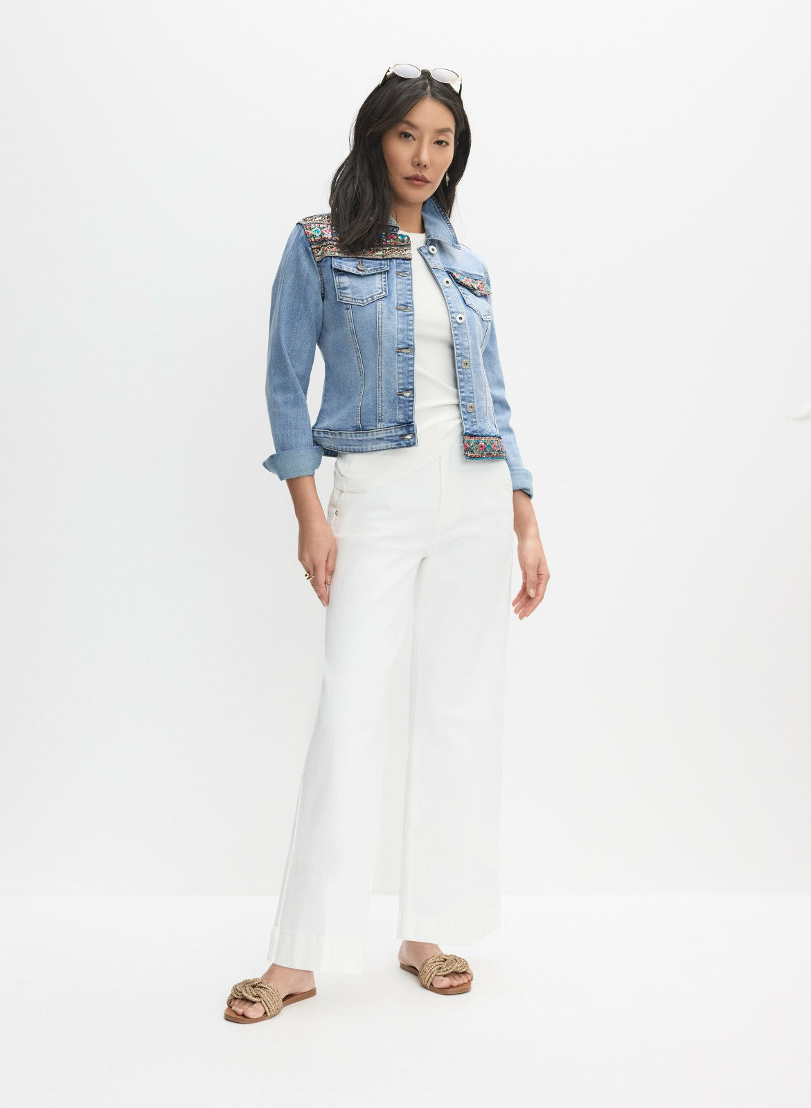 Women Sequin Detail Jacket Light Blue | Melanie Lyne