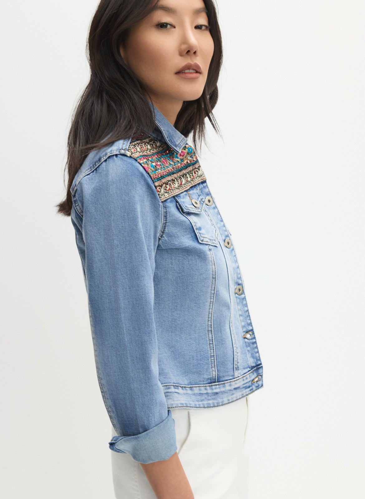 Women Sequin Detail Jacket Light Blue | Melanie Lyne