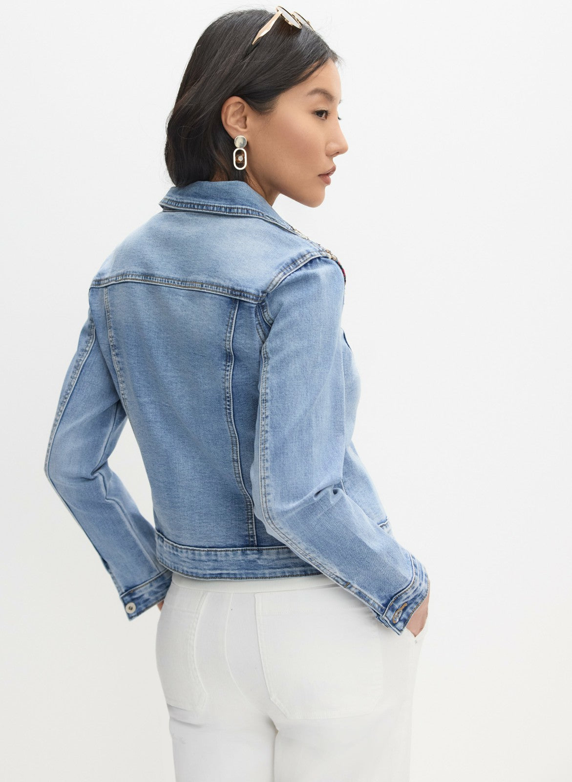 Women Sequin Detail Jacket Light Blue | Melanie Lyne