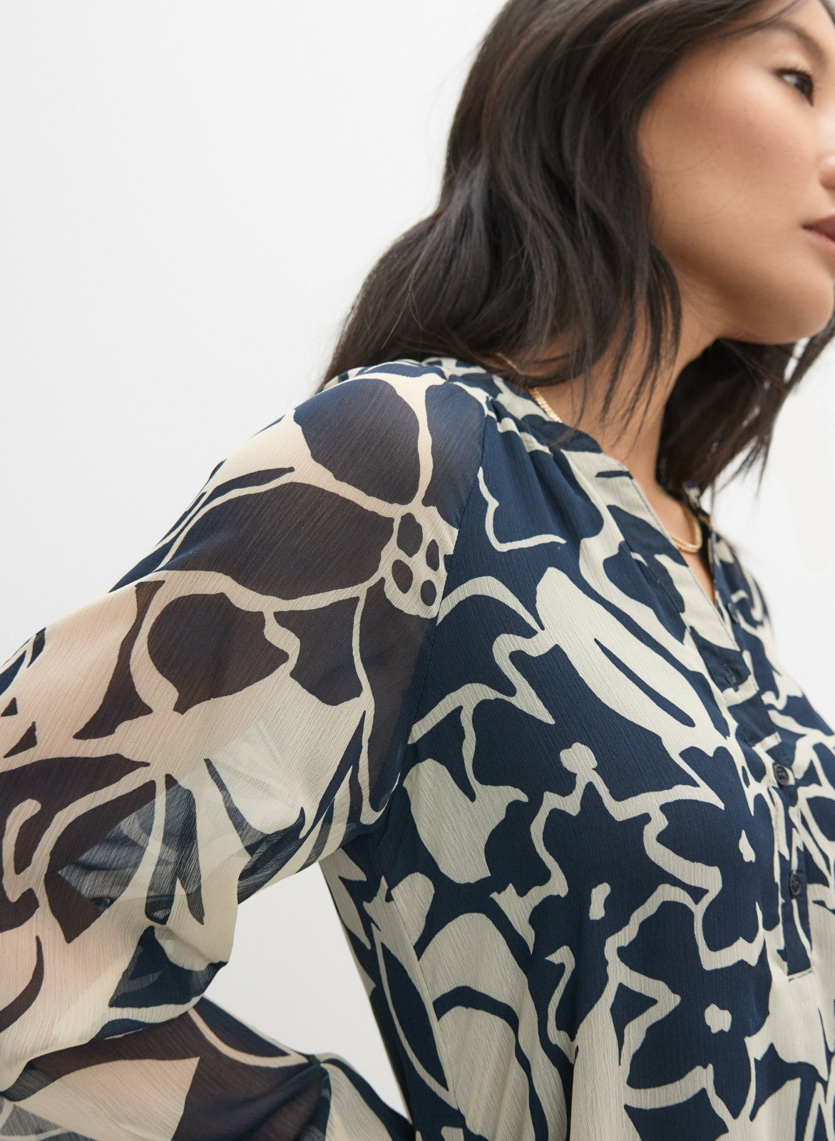 Women Floral Chiffon Blouse Blue Pattern | Melanie Lyne