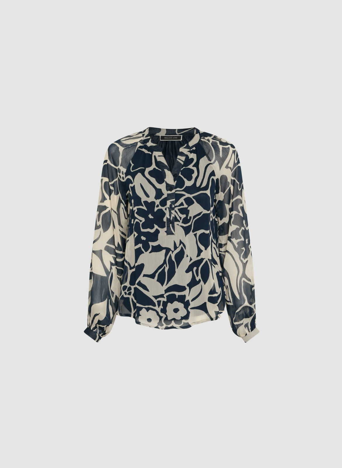 Women Floral Chiffon Blouse Blue Pattern | Melanie Lyne