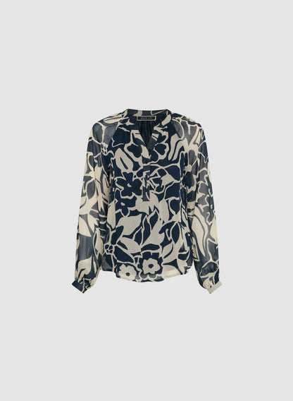 Women Floral Chiffon Blouse Blue Pattern | Melanie Lyne