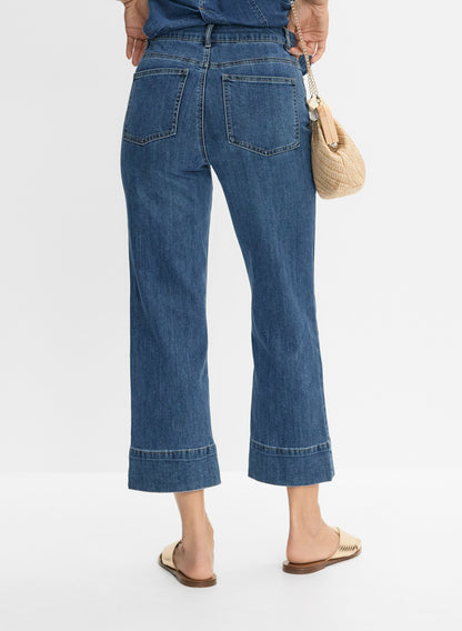 Women Cropped Straight-Leg Jeans Medium Blue | Melanie Lyne