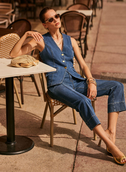 Women Cropped Straight-Leg Jeans Medium Blue | Melanie Lyne