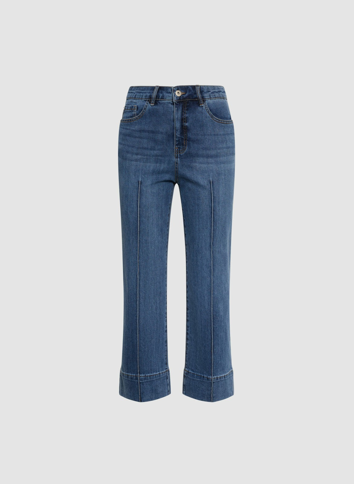 Women Cropped Straight-Leg Jeans Medium Blue | Melanie Lyne