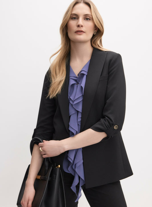 Women Rolled Sleeve Jacket Black | Melanie Lyne