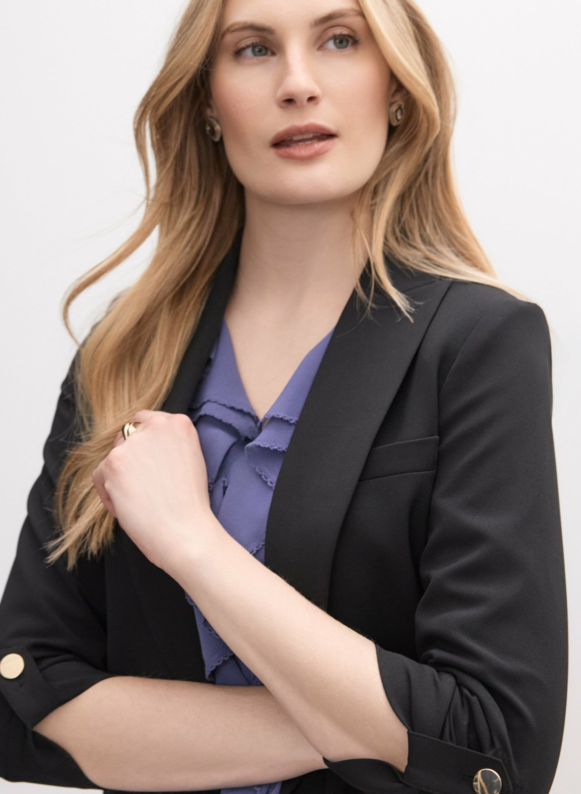 Women Rolled Sleeve Jacket Black | Melanie Lyne
