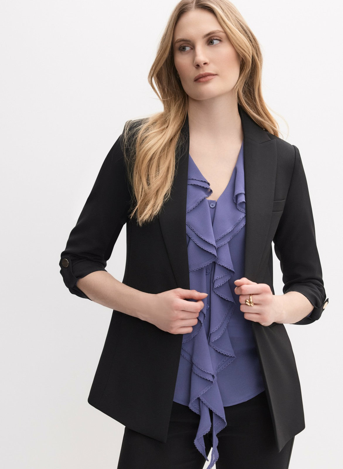 Women Rolled Sleeve Jacket Black | Melanie Lyne