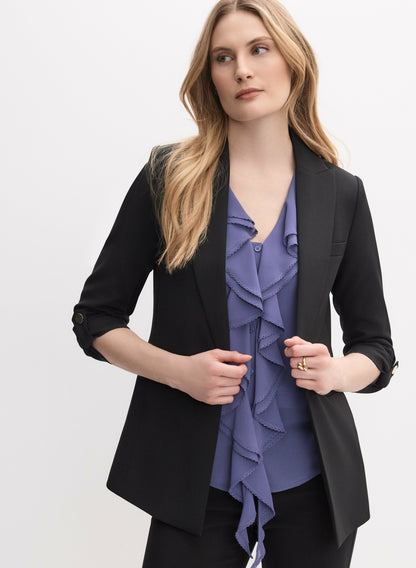 Women Rolled Sleeve Jacket Black | Melanie Lyne