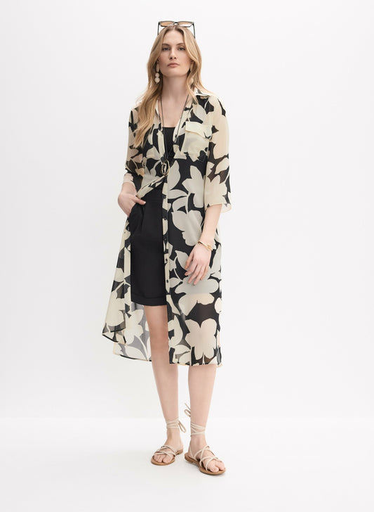 Women Chiffon Tunic Blouse Black & White | Melanie Lyne