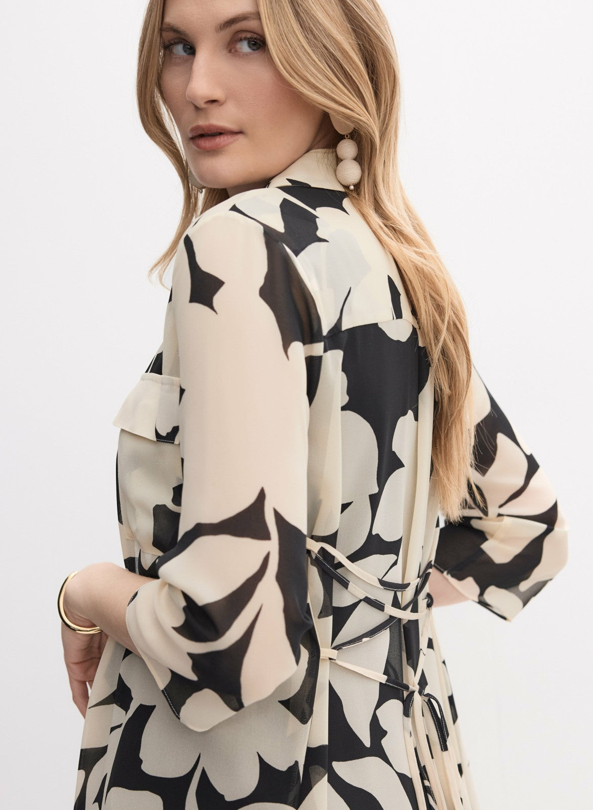 Women Chiffon Tunic Blouse Black & White | Melanie Lyne