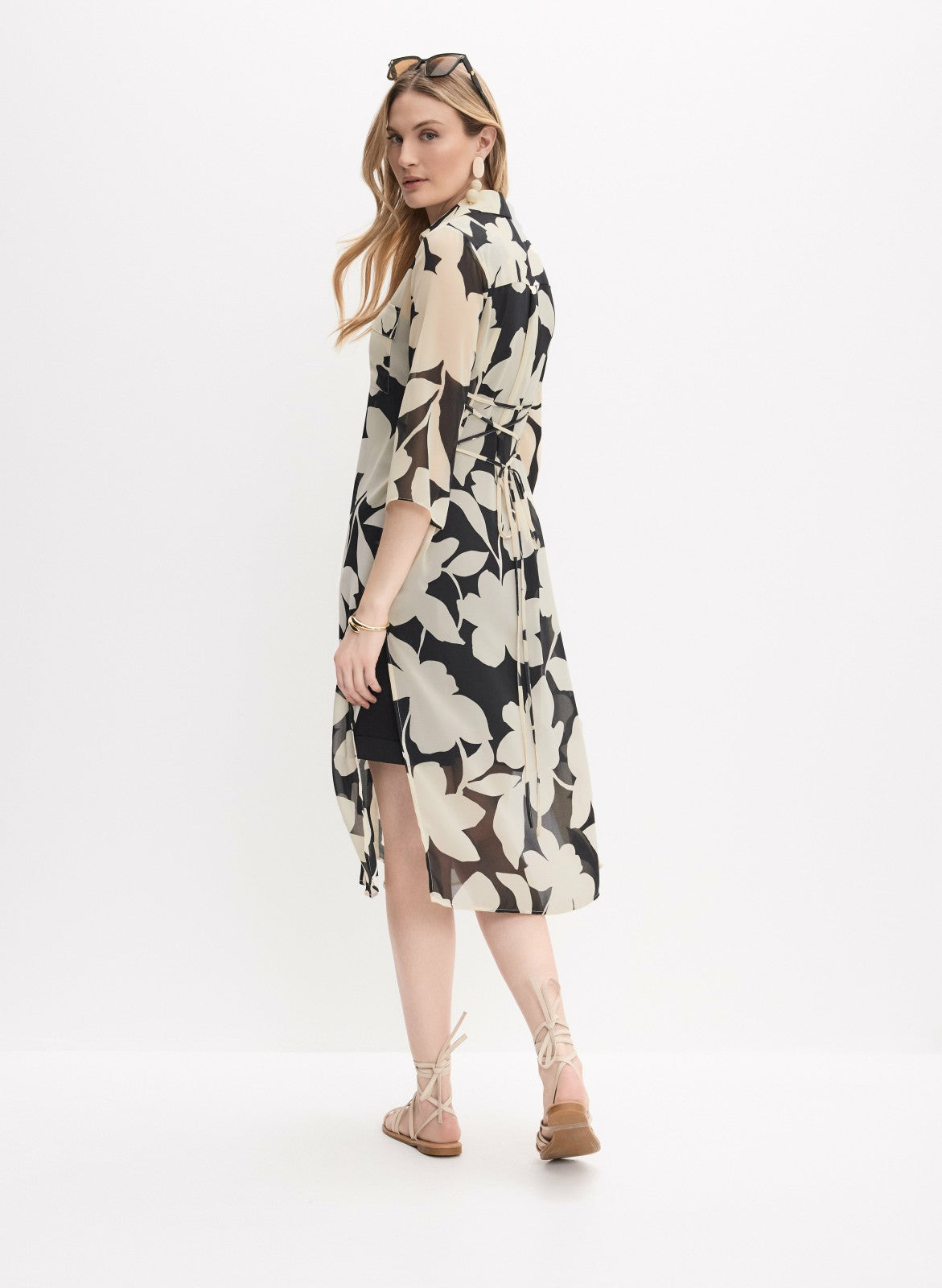 Women Chiffon Tunic Blouse Black & White | Melanie Lyne