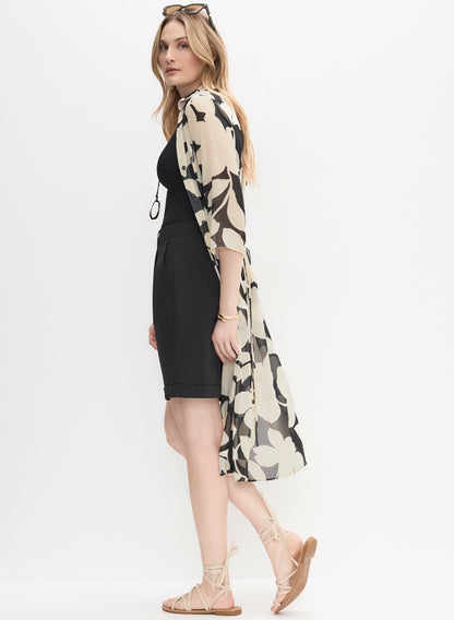 Women Chiffon Tunic Blouse Black & White | Melanie Lyne