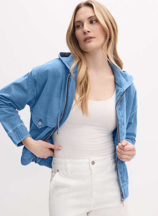 Women Hooded Denim Jacket Medium Blue | Melanie Lyne