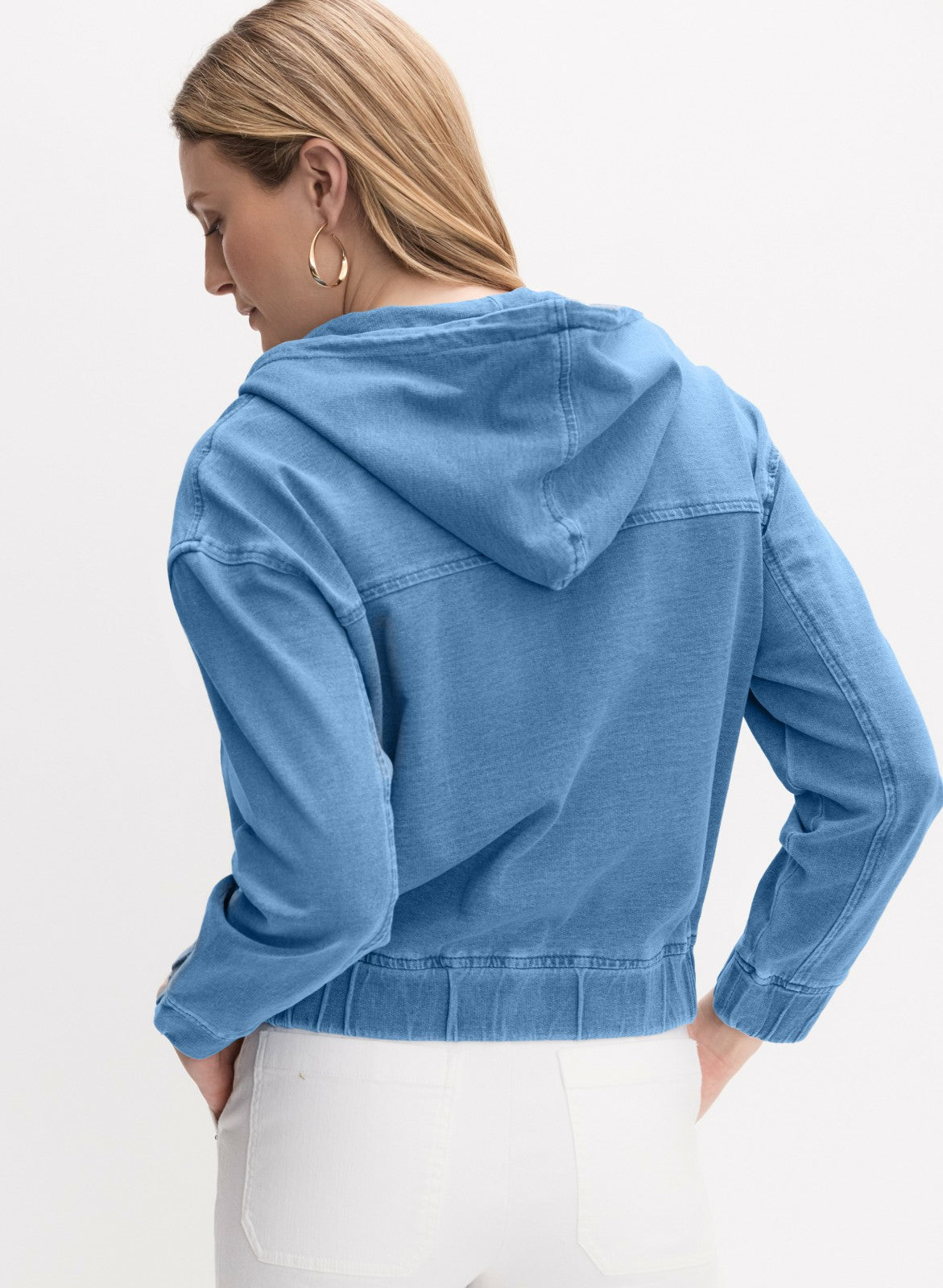 Women Hooded Denim Jacket Medium Blue | Melanie Lyne