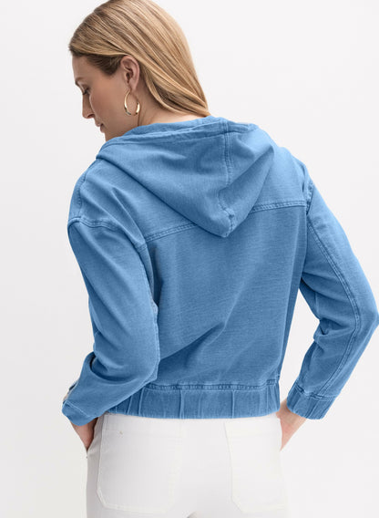 Women Hooded Denim Jacket Medium Blue | Melanie Lyne
