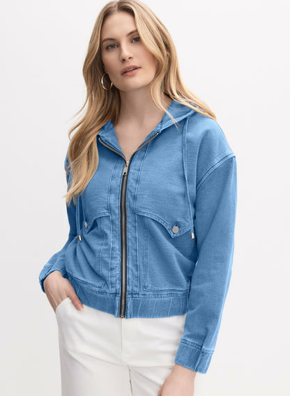 Women Hooded Denim Jacket Medium Blue | Melanie Lyne