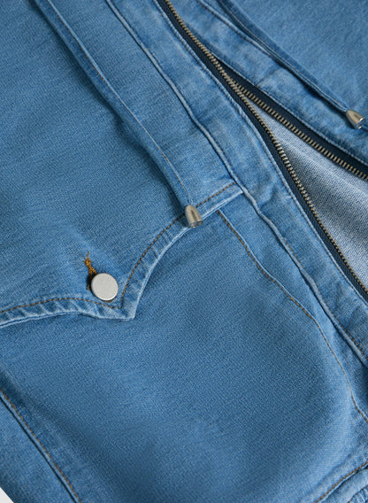 Women Hooded Denim Jacket Medium Blue | Melanie Lyne