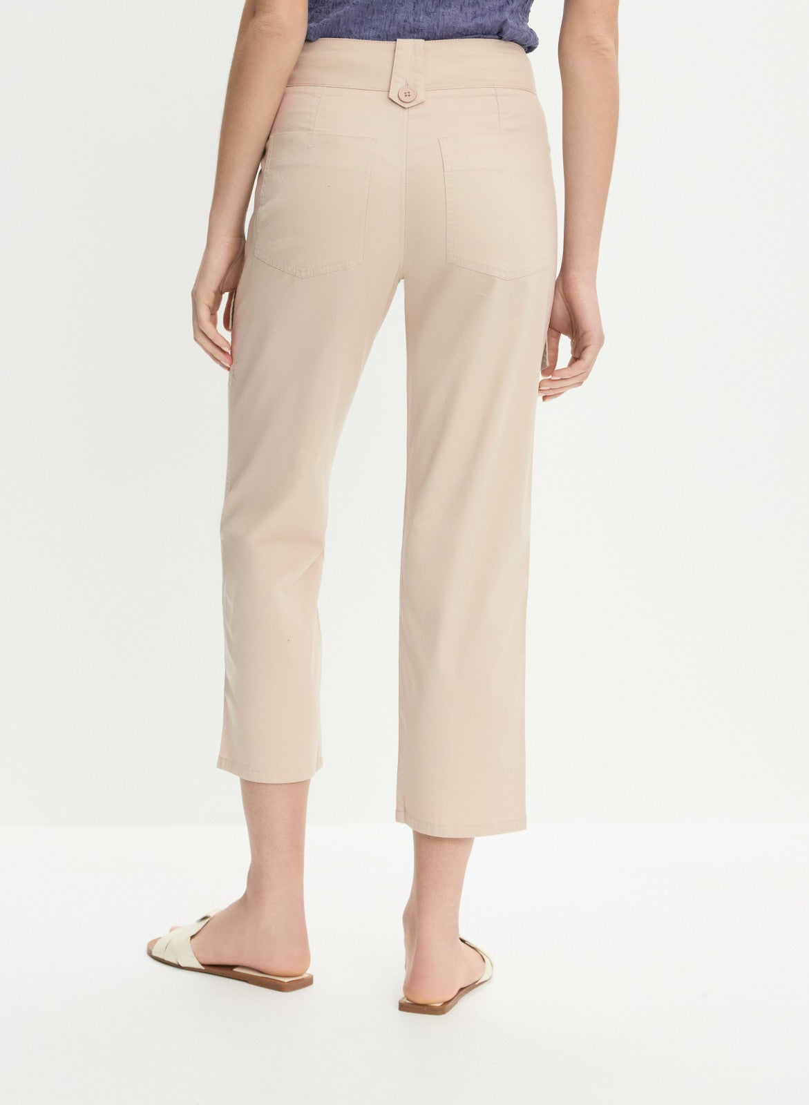 Women Stretch-Cotton Cargo Capris Champagne | Melanie Lyne