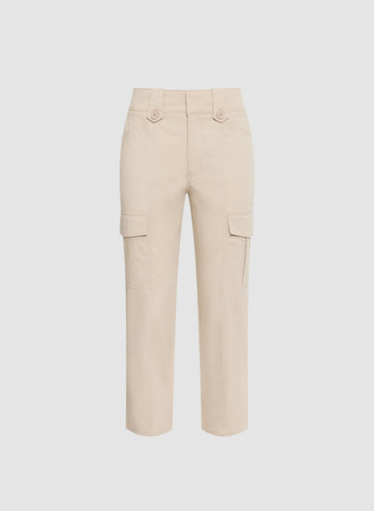 Women Stretch-Cotton Cargo Capris Champagne | Melanie Lyne