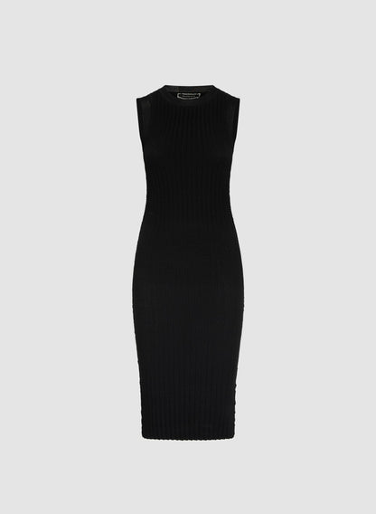 Women Ribbed Knit Tank Dress Black | Melanie Lyne