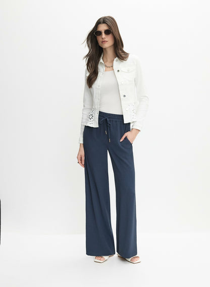 Women Joseph Ribkoff - Denim Peplum Jacket White | Melanie Lyne