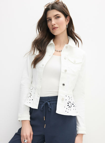 Women Joseph Ribkoff - Denim Peplum Jacket White | Melanie Lyne