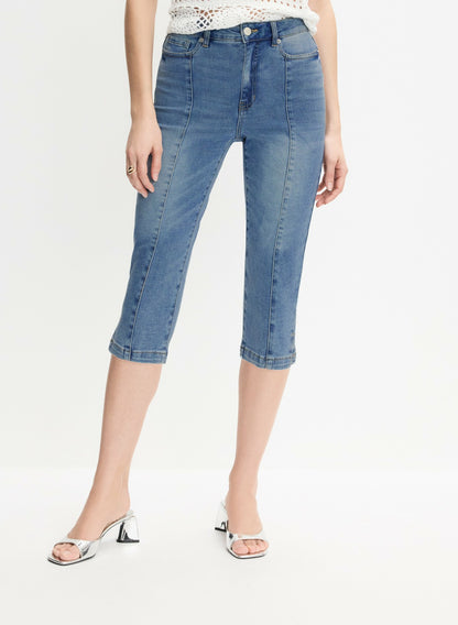Women Denim Slim-Leg Capris Light Blue | Melanie Lyne