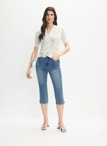 Women Denim Slim-Leg Capris Light Blue | Melanie Lyne