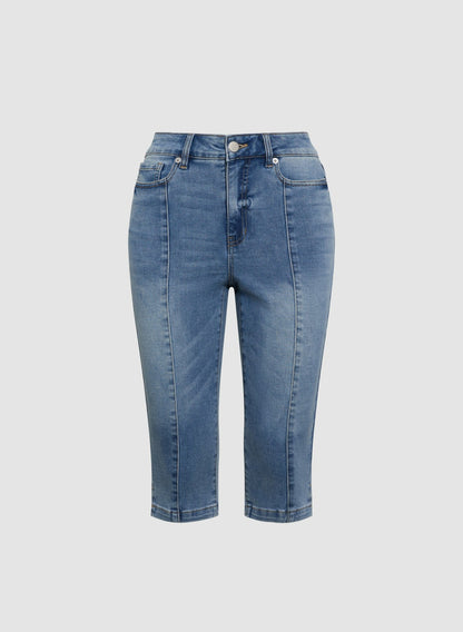 Women Denim Slim-Leg Capris Light Blue | Melanie Lyne