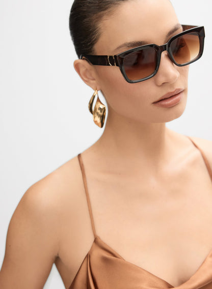 Women Square Plastic Sunglasses Sienna Brown | Melanie Lyne