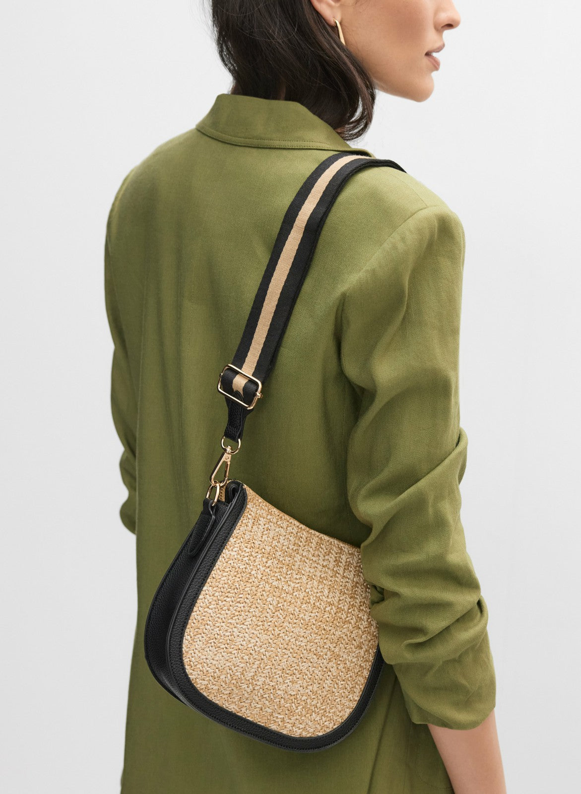 Women Straw Crossbody Bag Black | Melanie Lyne