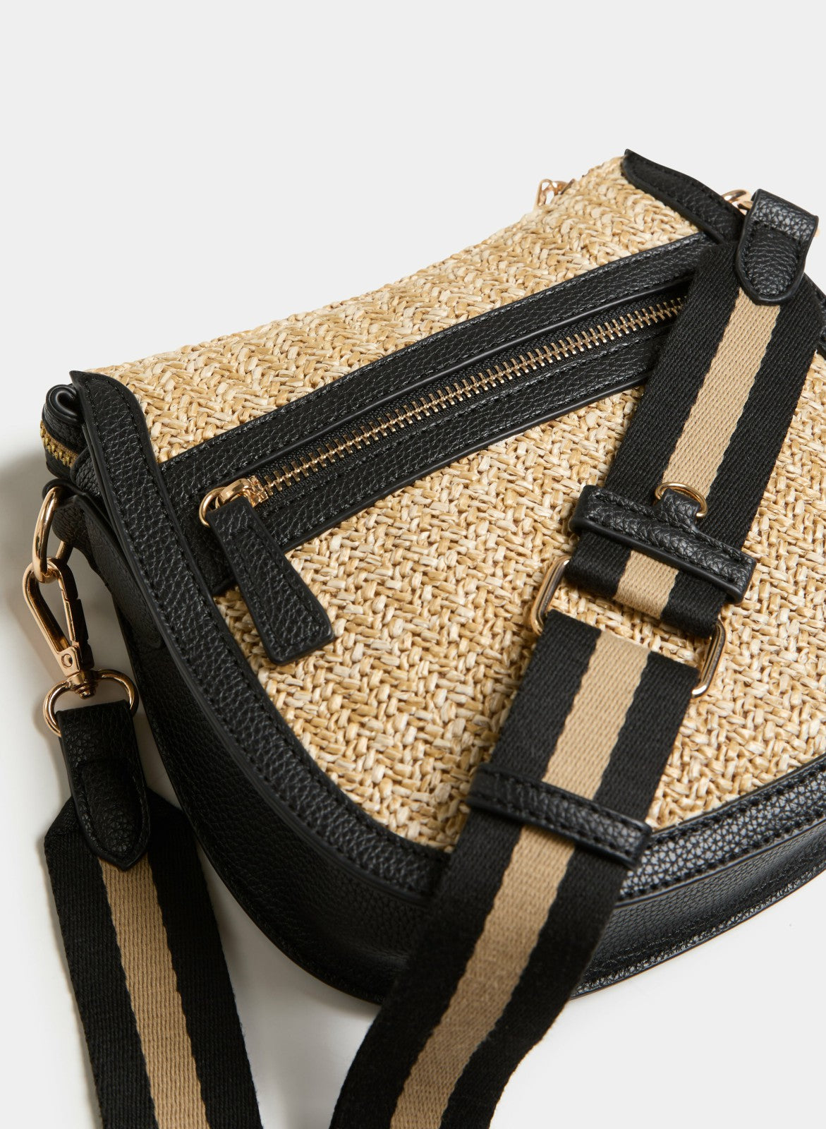 Women Straw Crossbody Bag Black | Melanie Lyne