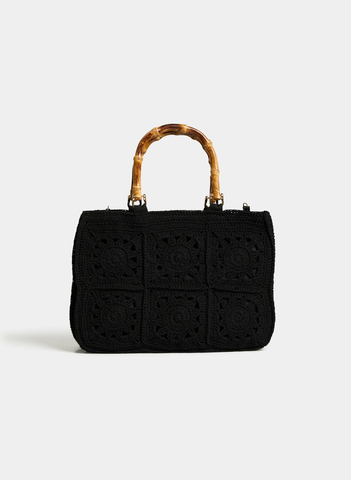 Women Bamboo Top Handle Bag Black | Melanie Lyne