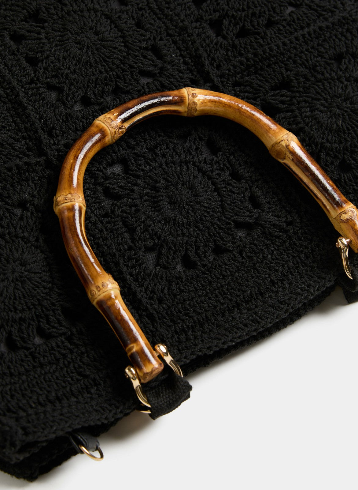 Women Bamboo Top Handle Bag Black | Melanie Lyne