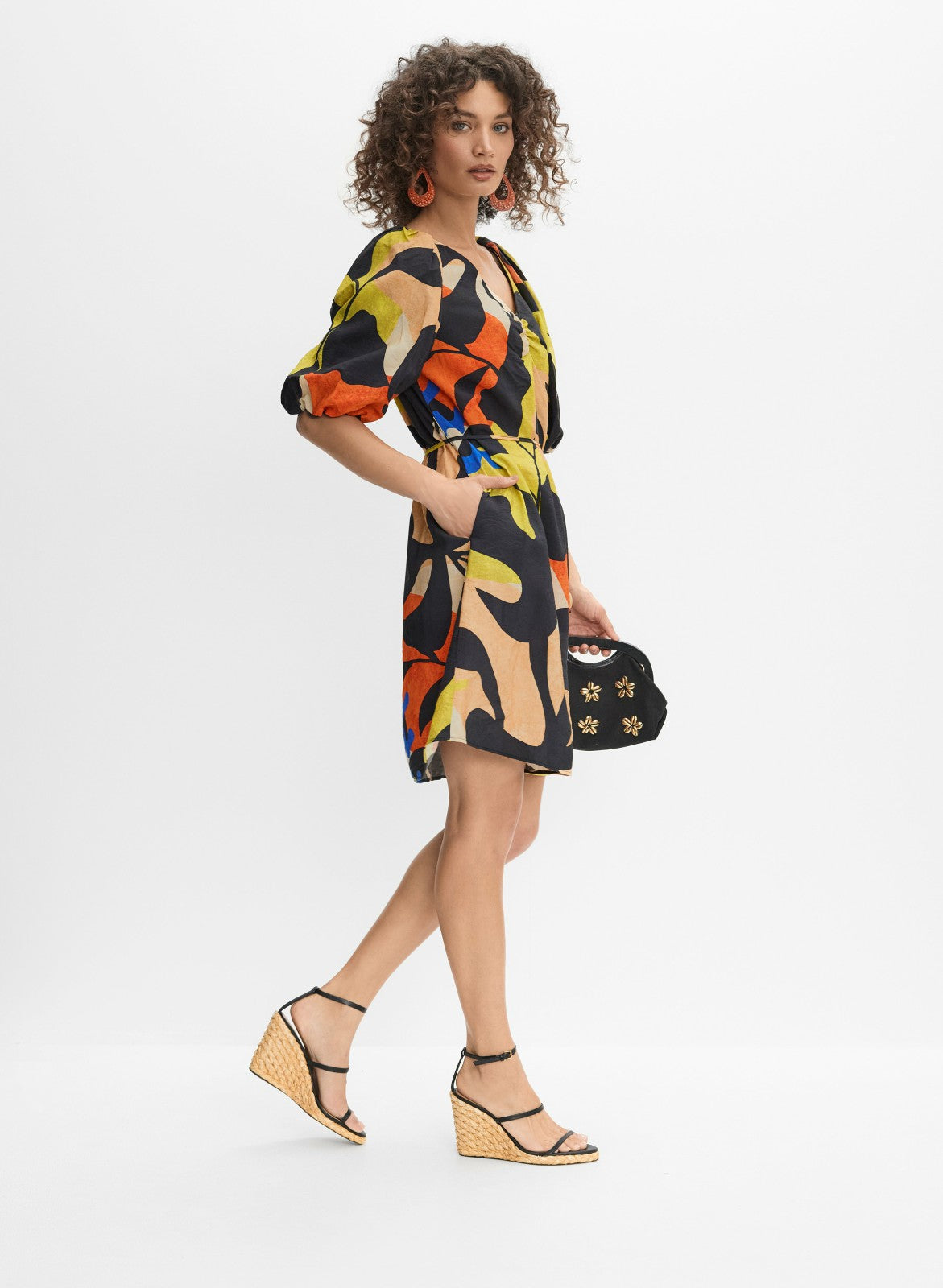Women Abstract Leaf Dress Multicolour | Melanie Lyne