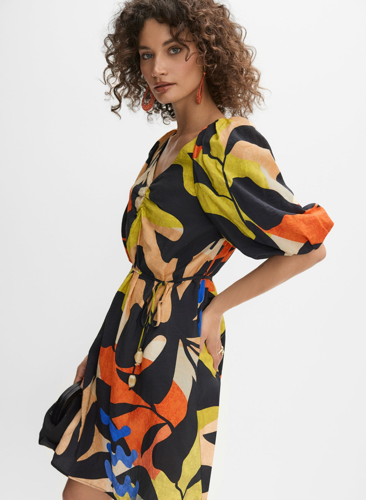 Women Abstract Leaf Dress Multicolour | Melanie Lyne