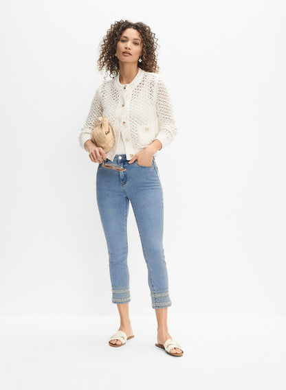 Women Embellished Hem Capris Light Blue | Melanie Lyne